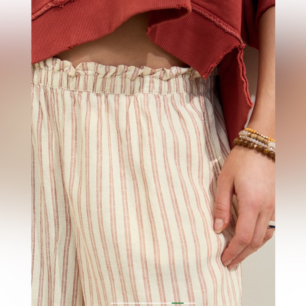 Aerie Linen Blend Trousers Size Medium Oversized - Picture 3 of 9